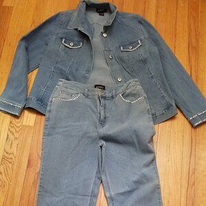 Ashro Maxine Stonewash Jean Pant Suit (NWOT)